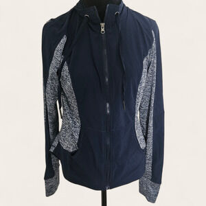 XCVI WEARABLES Performance Jacket Women Small Navy Blue Space Dye Full Zip NEW